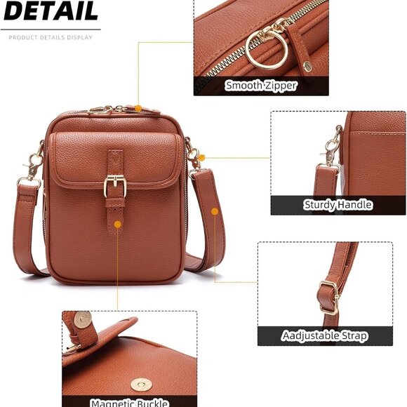 Trendy Small Messenger Bag - Vintage Design with 10 Card Slots for Essentials - Picture 3 of 6